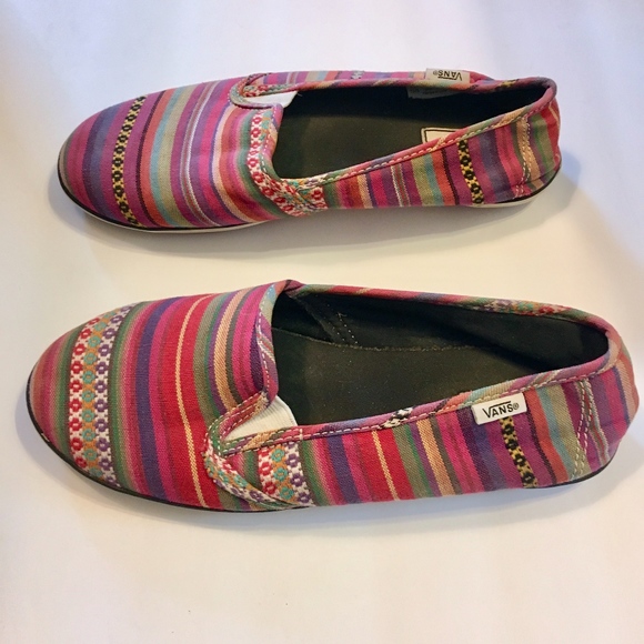 VANS Multi-color Stripe Slip-on Sneakers Size 6.5 - Picture 5 of 8
